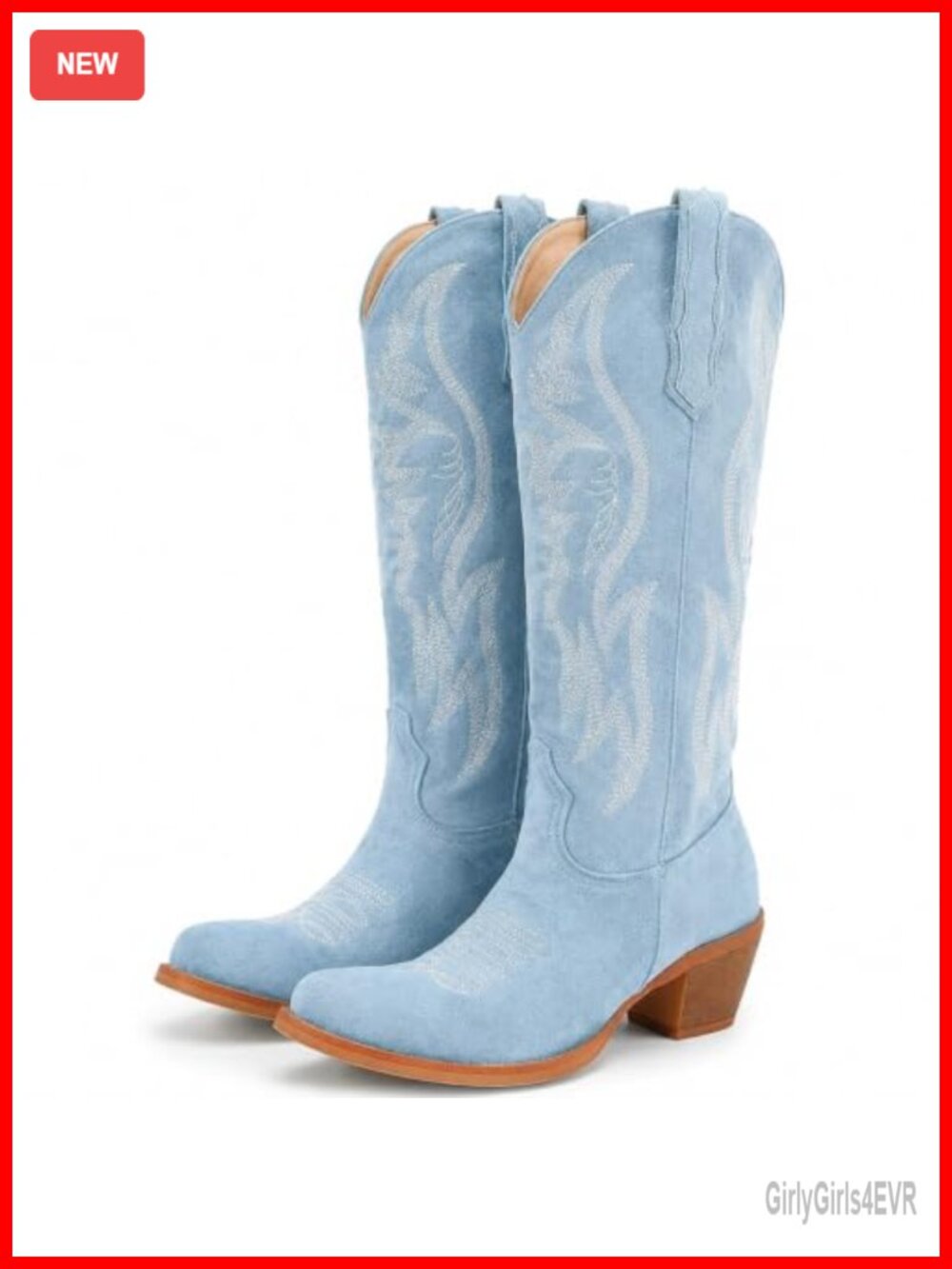 Women's Mid Calf Cowboy Boots Western Pointed Toe Embroidered